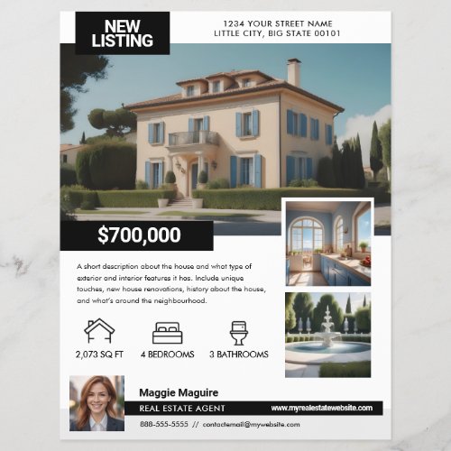 House Listing For Sale Real Estate Flyer