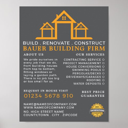 House Logo Building Firm Builders Advertising Poster