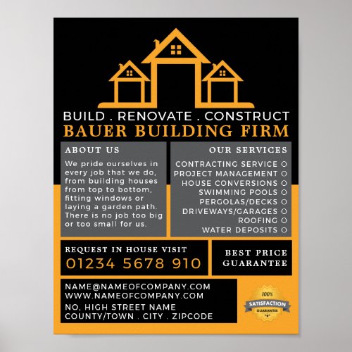 House Logo Building Firm Builders Advertising Poster