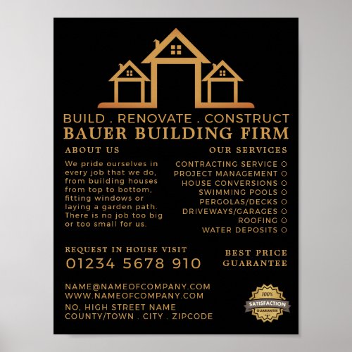 House Logo Building Firm Builders Advertising Poster
