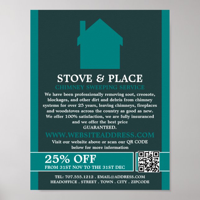 House Logo, Chimney Sweeping Service Poster (Front)