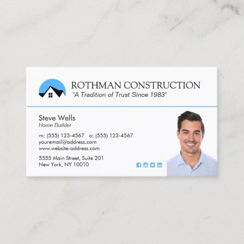 House Logo Construction Add Photo Business Card