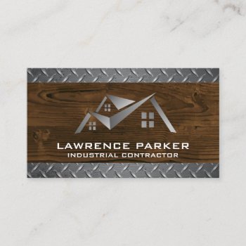 House Logo | Construction | Wood | Steel  Business Card by lovely_businesscards at Zazzle
