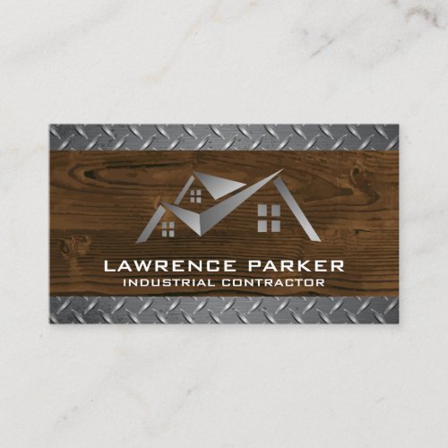 House Logo  Construction  Wood  Steel  Business Card