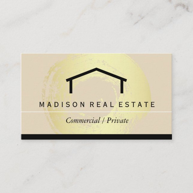 House Logo / Gold Brushed Business Card (Front)
