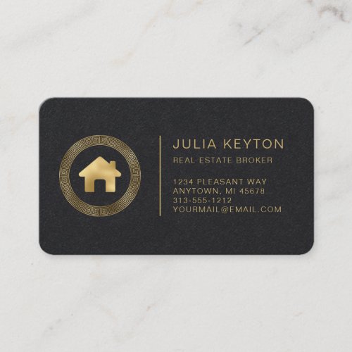 House Logo Gold Premium Black Real Estate Business Card