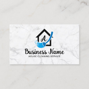 House Logo Home Cleaning Service Trendy Marble Business Card
