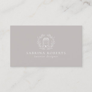 House logo, interior designer, beige business card