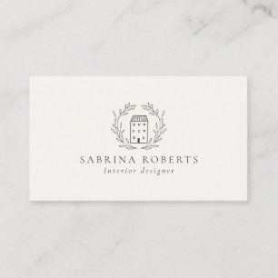 House logo, interior designer, milk white  business card