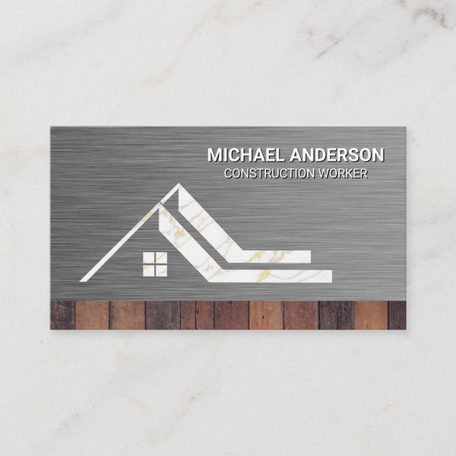 House Logo | Metal Wood | Construction  Business Card (Front)