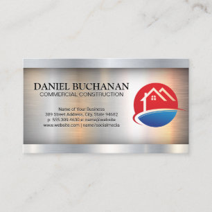 House Logo Metallic Industrial Business Card