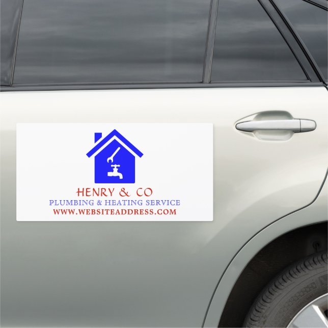 House Logo, Plumber, Plumbing Car Magnet (In Situ)