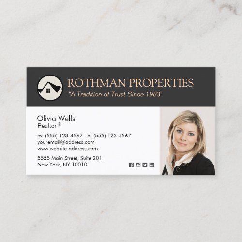 House Logo Real Estate Agent Realtor Add Photo  Bu Business Card