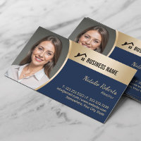 House Logo Real Estate Navy & Gold Realtor Photo