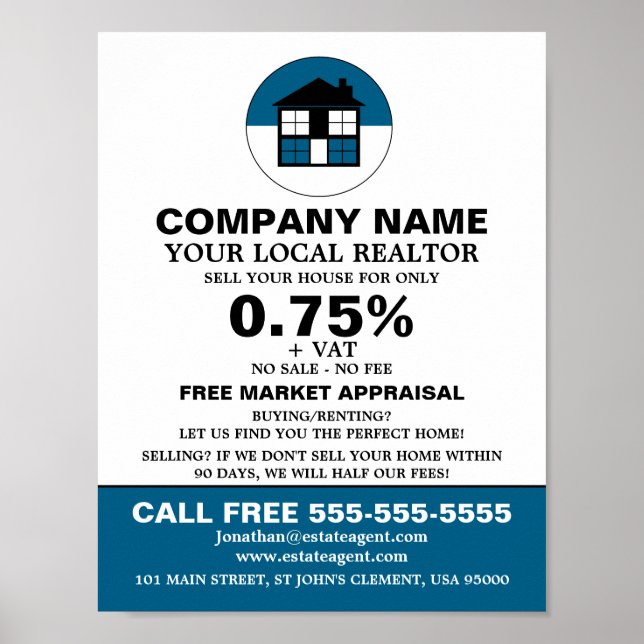 House Logo, Realtor, Estate Agent Advertising Poster (Front)