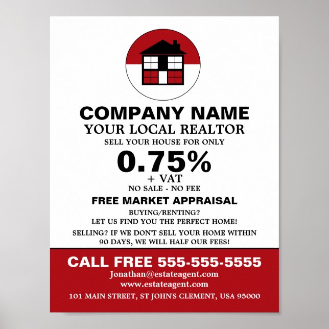 House Logo, Realtor, Estate Agent Advertising Poster (Front)