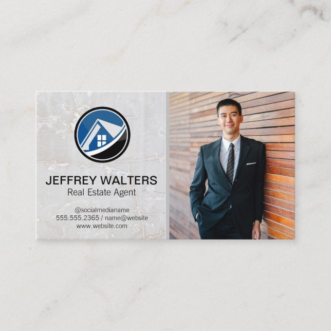 House Logo | Stone | Business Man Business Card (Front)