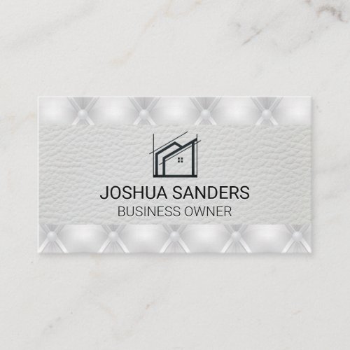 House Logo  White Leather Upholstered  Business Card