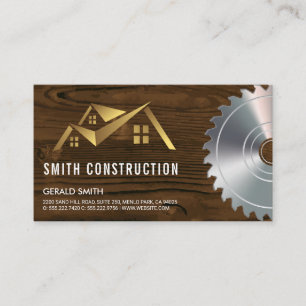 House Logo Wood and Saw Business Card