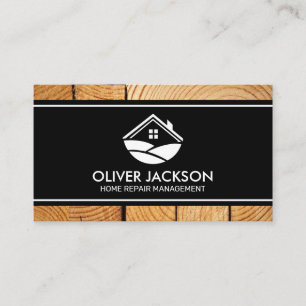 House Logo Wood Grain Business Card