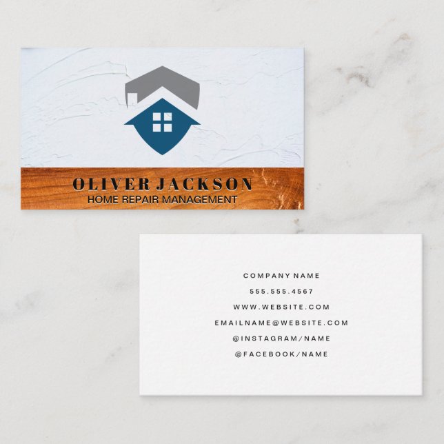 House Logo | Wood Spackle Background Business Card (Front/Back)