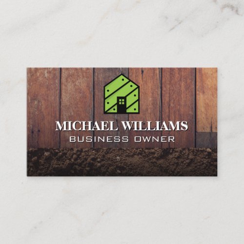 House Logo  Wooden Boards and Dirt Business Card