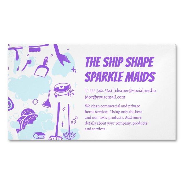 House Maid Cleaning Service and Supplies Business Card Magnet (Front)