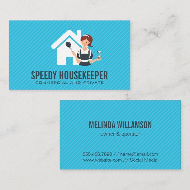 House Maid Dusting and Cleaning Business Card (Front/Back)