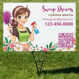 House Maid Floral QR Sign