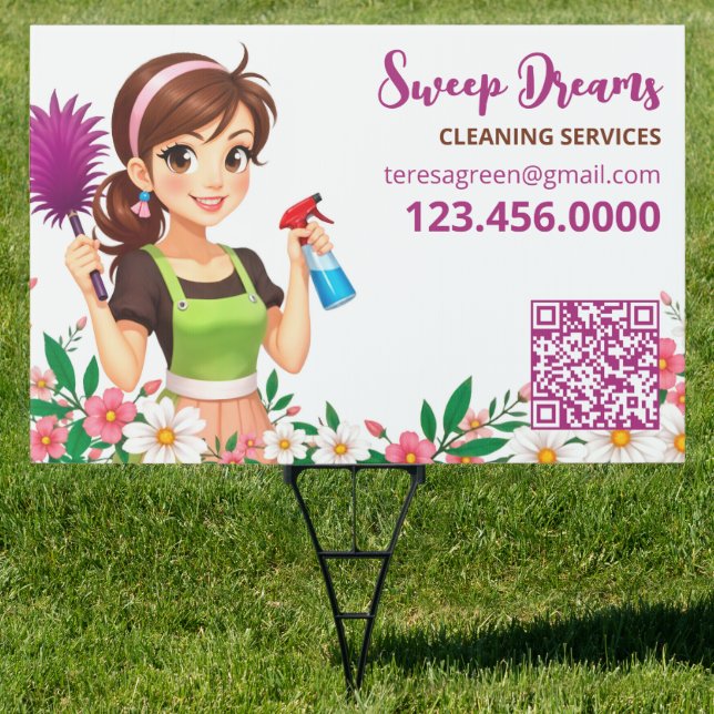 House Maid Floral QR Sign (Insitu)