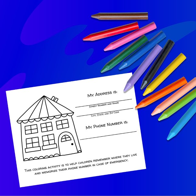 House Memory Emergency Info for Kids Activity Card (Creator Uploaded)