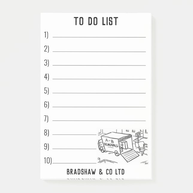 House Move Removals Business Post-it Notes (Front)