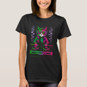 House Music Festival Cat DJ Techno Rave EDM Kitty  T-Shirt