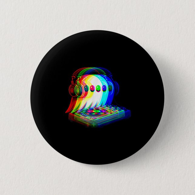House Music Ghost Dj Optical Illusion Edm Hallowee Button (Front)