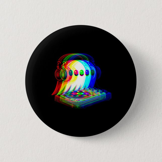 House Music Ghost Dj Optical Illusion Edm Hallowee Button (Front)