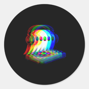 House Music Ghost Dj Optical Illusion Edm Hallowee Classic Round Sticker
