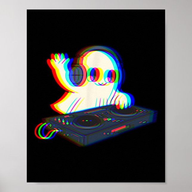 House Music Ghost Dj Optical Illusion Edm Hallowee Poster (Front)