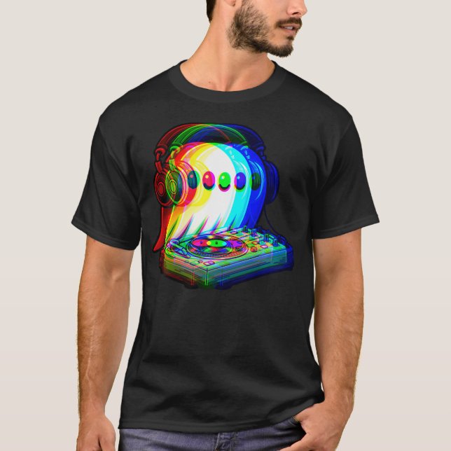 House Music Ghost Dj Optical Illusion Edm Hallowee T-Shirt (Front)