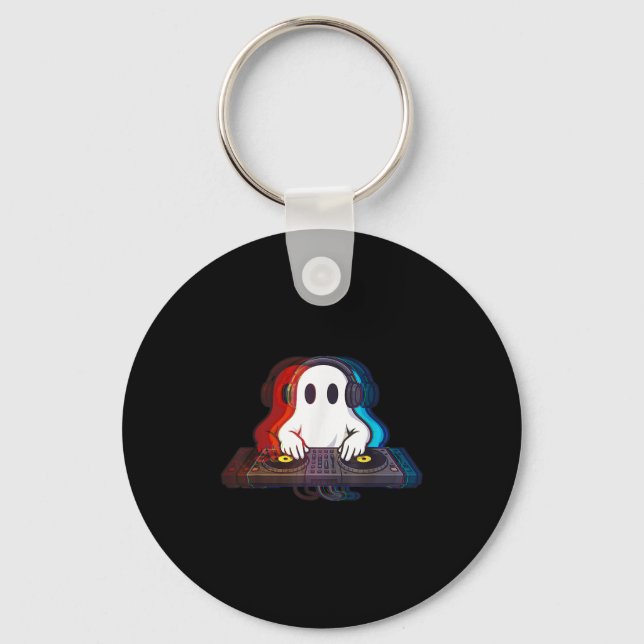 House Music Ghost Optical Illusion Boo Edm Hallowe Keychain (Front)