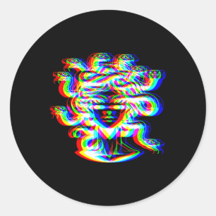House Music Medusa Dj Optical Illusion Edm Hallowe Classic Round Sticker