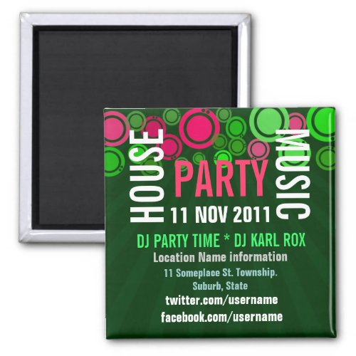 House Music Party Event Promotional  Magnet