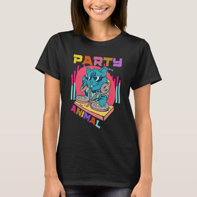 House Music Rave Cat Party Animal Kitty Dj Youth C T-Shirt (Front)