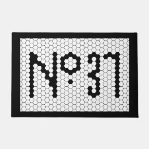 House Number Apartment Vintage Tile Design 37 Doormat
