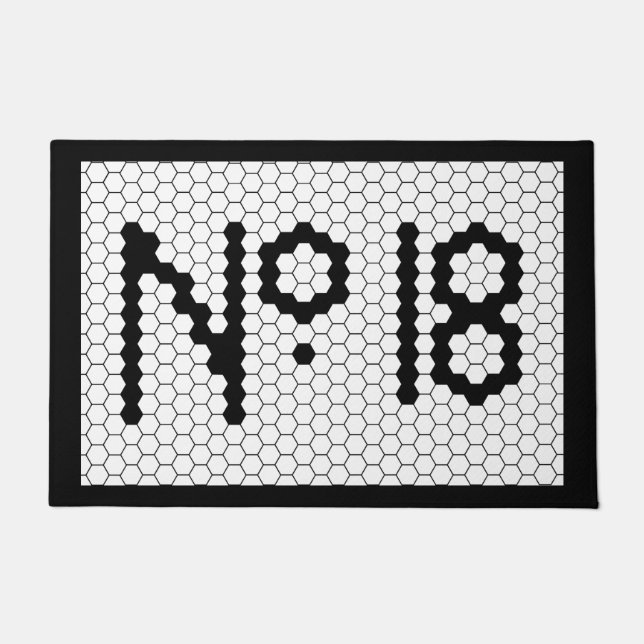 House Number Apartment Vintage Tile Design Doormat (Front)