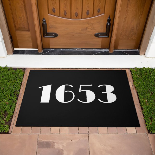 House Number Modern Stylish Black Doormat (Outdoor)