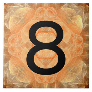 House Number on Orange Lace Ceramic Tile