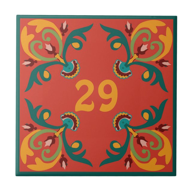 🧡💚💛 House number Oriental tiles, Azulejos  Ceramic Tile (Front)