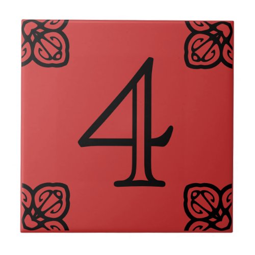House Number _ Spanish Black on Red Tile