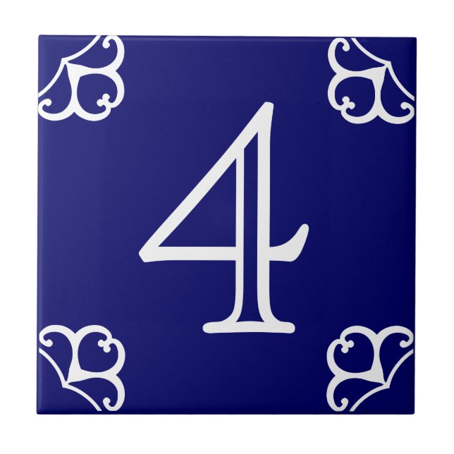 House Number - Spanish White on Blue Tile (Front)