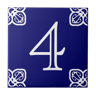 House Number - Spanish White on Blue Tile